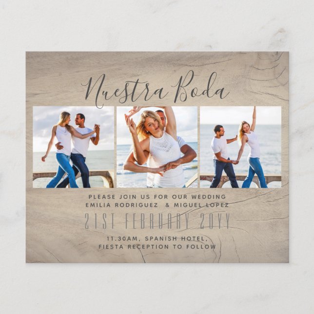 Nuestra Boda Photo Collage Wedding INVITE Flygblad (Framsidan)