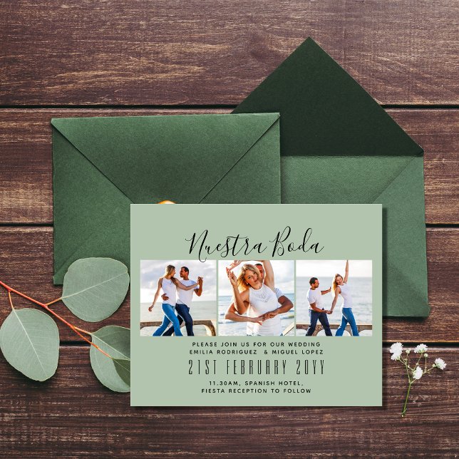 Nuestra Boda Photo Collage Wedding INVITE Flygblad (Skapare uppladdad)
