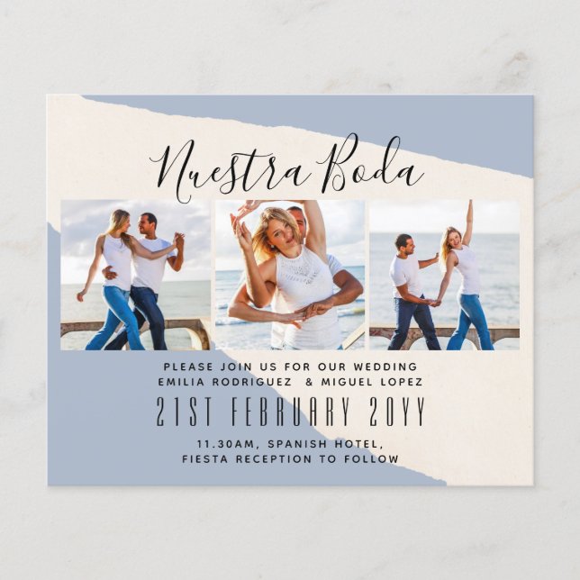 Nuestra Boda Photo Collage Wedding INVITE Flygblad (Framsidan)