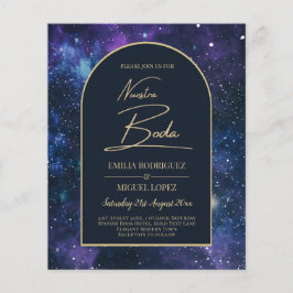 NUESTRA BODA Starry Night Lila Blue INBJUDAN Flygblad