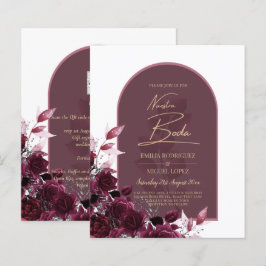 NUESTRA BODA VIN RÖD ROS INVITACIONER