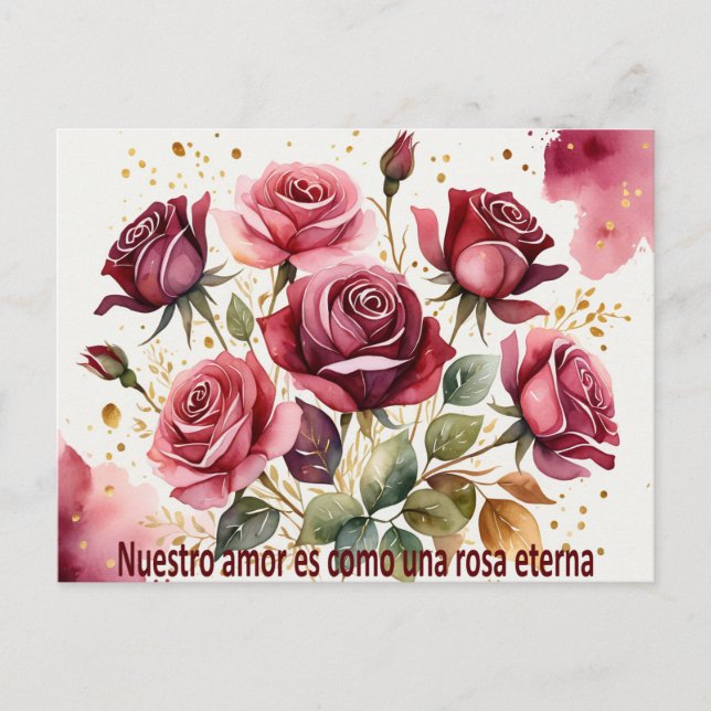 Nuestro amor es como una rosa eterna helg vykort (Framsida)
