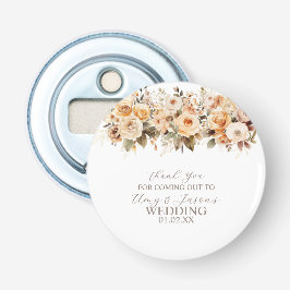 Nuetral Beige Floral Botanical Wedding Brown Flasköppnare