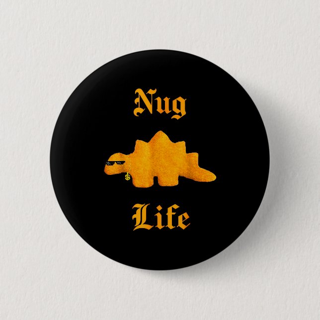 Nug Life Dinosaur Chicken Nugget Funny Retro  Knapp (Framsida)