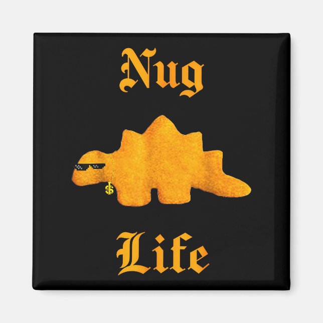 Nug Life Dinosaur Chicken Nugget Funny Retro  Magnet (Framsidan)