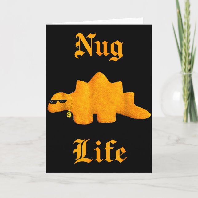 Nug Life Dinosaur Kycklingnugget Roligt Retro  Kort (Framsida)