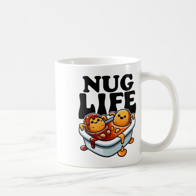 Nug Life Funny Chicken nuggets i Bbq Sauce Cartoo Kaffemugg (Höger)