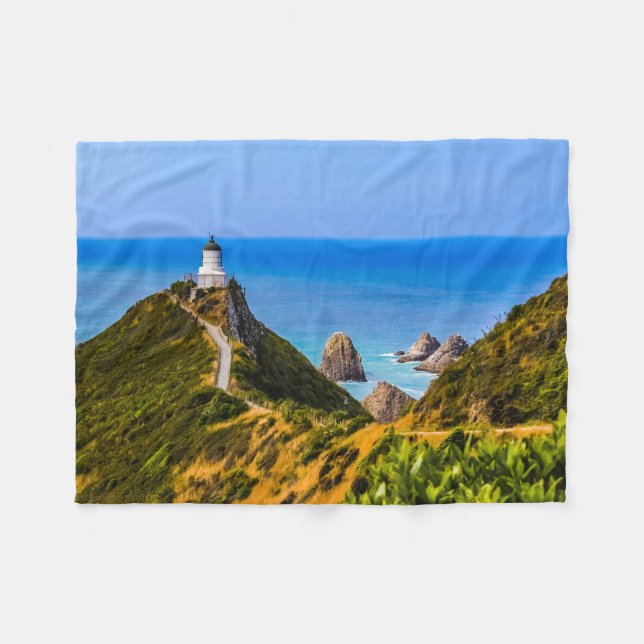 Nugget Point fyr, Nya Zeeland Fleecefilt (Framsidan (Horisontell))