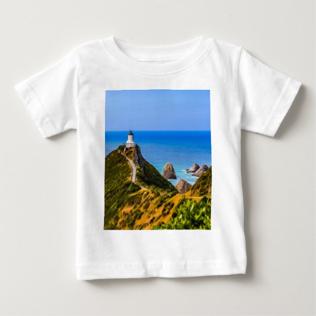 Nugget Point fyr, Nya Zeeland T Shirt (Framsida)