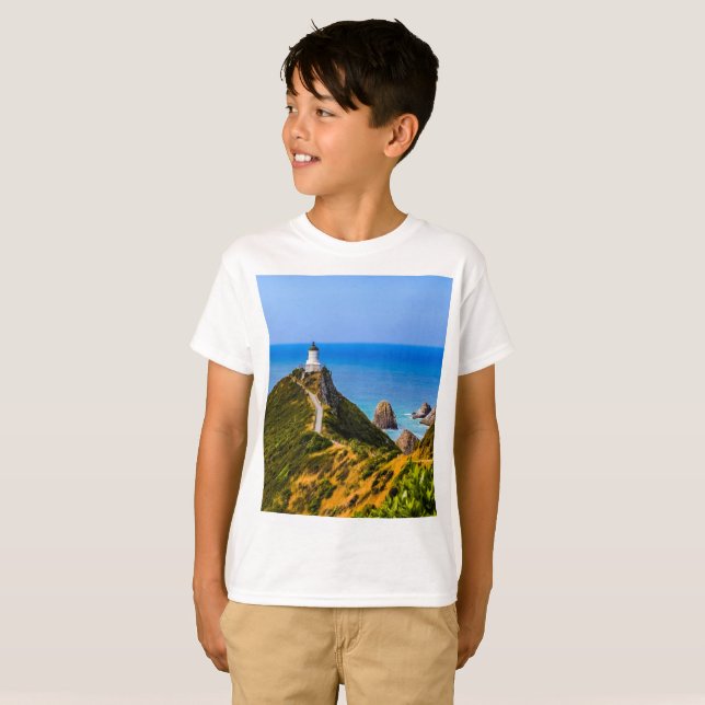 Nugget Point fyr, Nya Zeeland T Shirt (Hel framsida)