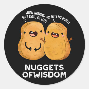 Nuggetter av Wisdom-nuny Food Pun Mörk BG Runt Klistermärke