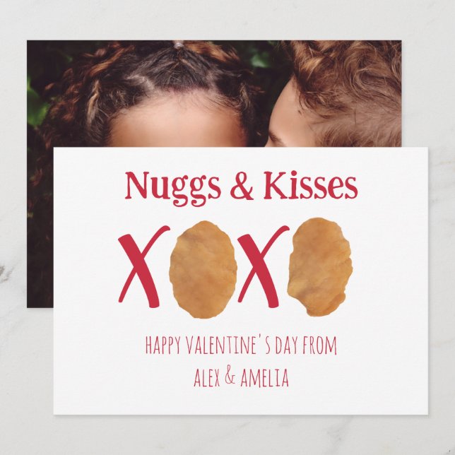 Nuggs & Kisses Chicken Nuggets Pun Valentine Photo (Fram/baksida)