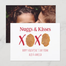 Nuggs & Kisses Chicken Nuggets Pun Valentine Photo Vykort
