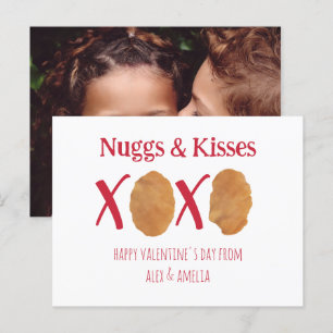 Nuggs & Kisses Chicken Nuggets Pun Valentine Photo Vykort