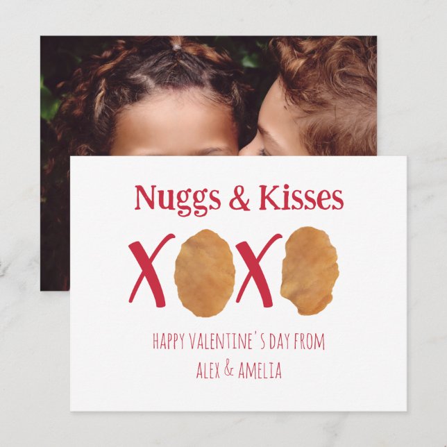 Nuggs & Kisses Chicken Nuggets Pun Valentine Photo Vykort (Fram/baksida)
