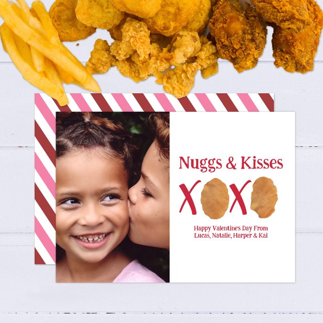 Nuggs & Kisses XOXO Rand Valentine Photo Kort (Skapare uppladdad)