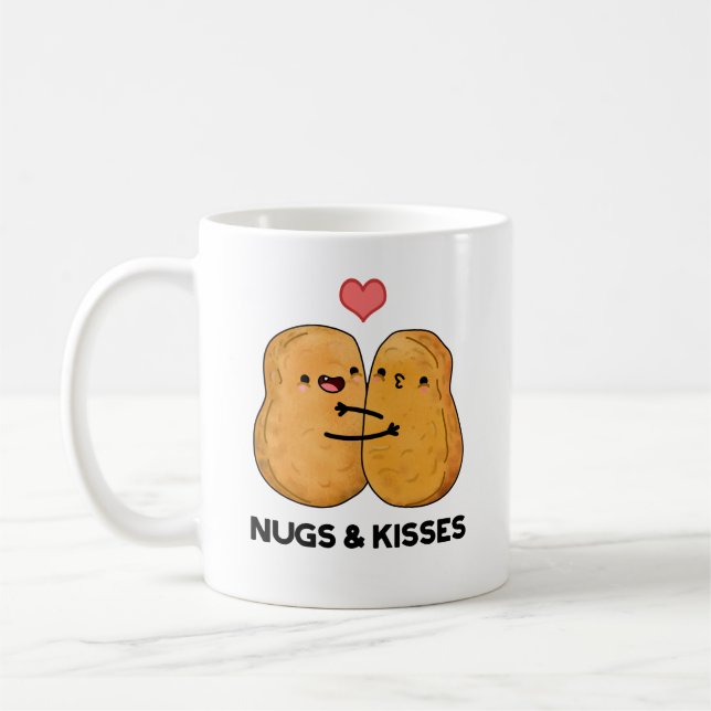 Nugs och Kisses Funny Chicken Nugget Pun Kaffemugg (Vänster)