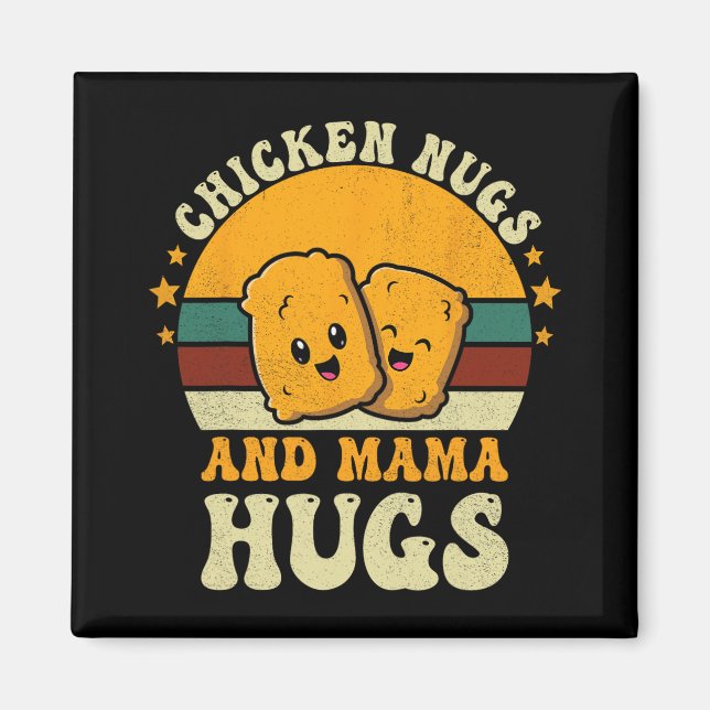 Nugs och Mamma Hugs Småbarn för Chicken Nugget Kär Magnet (Framsidan)