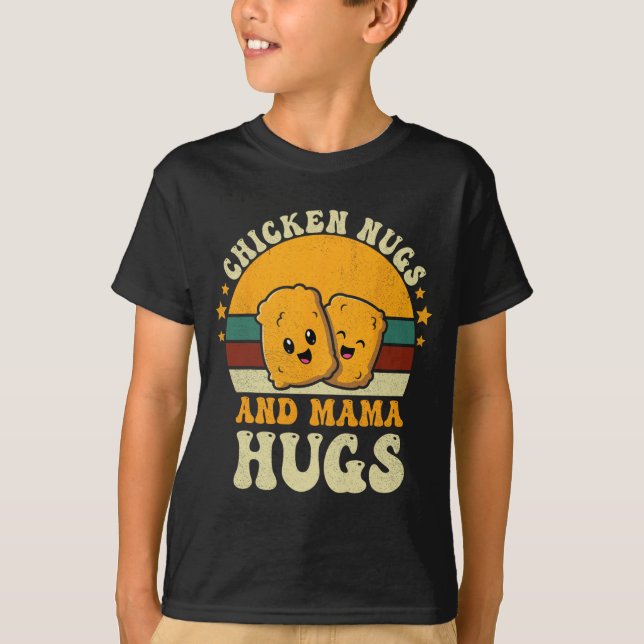 Nugs och Mamma Hugs Småbarn för Chicken Nugget Kär T Shirt (Framsida)