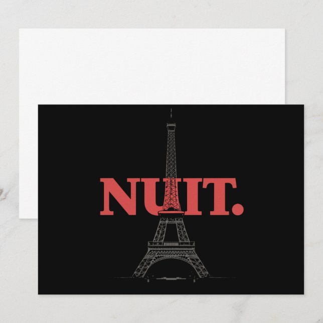 Nuit Nuit Night Fransk Ord Paris Torn Inbjudningar (Fram/baksida)