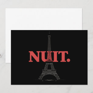 Nuit Nuit Night Fransk Ord Paris Torn Inbjudningar