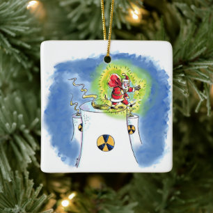 Nukad Santa Claus fyrkantig keramisk prydnad Julgransprydnad Keramik