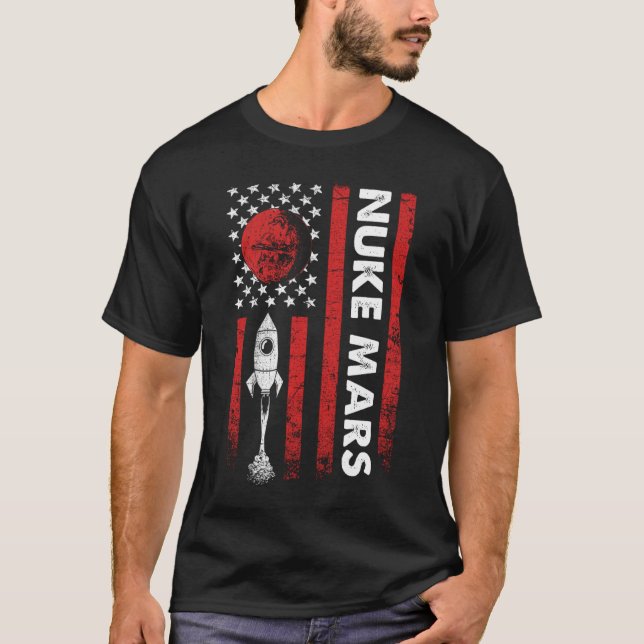 Nuke Mars Astronauts Rocket T Shirt (Framsida)