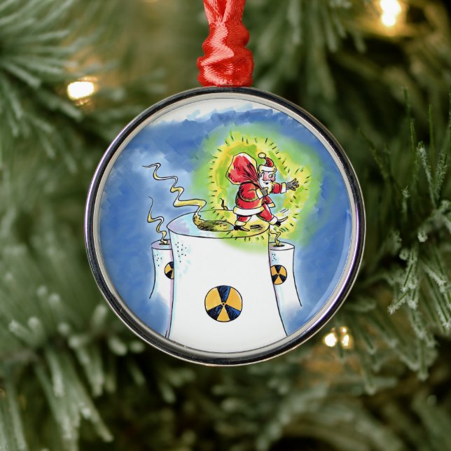 Nuked Santa Claus round premium ornament (Träd)
