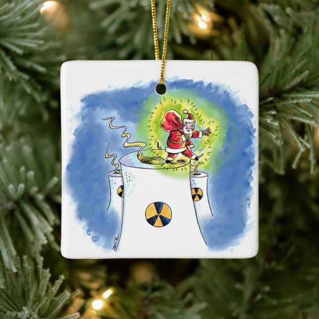 Nuked Santa Claus square ceramic ornament (Träd)