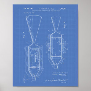Nukleär isotopmotor 1963 Patent Art Blueprint Poster
