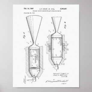 Nukleär isotopmotor 1963 Patent Art White Papper Poster