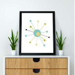 Nukleär starst i mitten av århundradet Modern Poster<br><div class="desc">Denna färgstarka moderna poster i mitten av århundradet har en atomstarst i turkosblått,  avokado grönt,  grädde och svart. Så roligt!</div>
