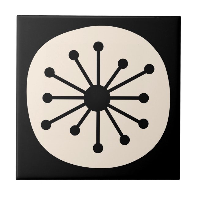Nukleärmitt i århundradet Modern Retro Black & Cre Kakelplatta (Framsidan)