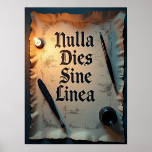 Nulla Dies Sine Linea Mörk Academia Poster