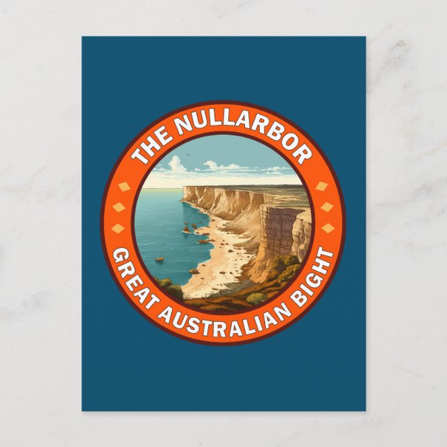 Nullarbor Great Australian Bight Retro Emblem Vykort (Framsida)