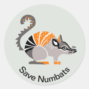 NUMBATS - Marsupial - Farligt djur - Runt Klistermärke