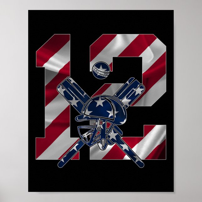 Number 12 Years Cricket 12th Birthday  Poster (Framsidan)