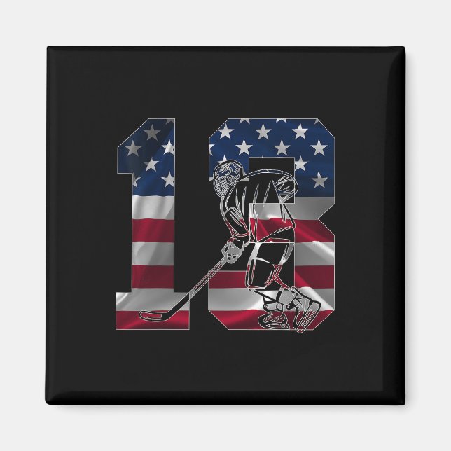 Number 13 Years Ice Hockey 13th Birthday  Magnet (Framsidan)