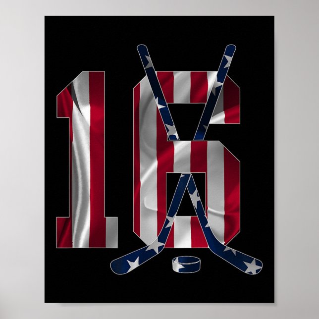 Number 16 Years Ice Hockey 16th Birthday  Poster (Framsidan)