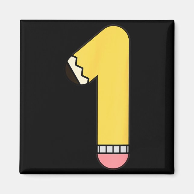 Number 1 Pencil Back to School 1st Birthday First Magnet (Framsidan)