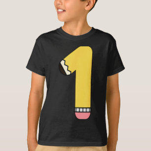 Number 1 Pencil Back to School 1st Birthday First T Shirt