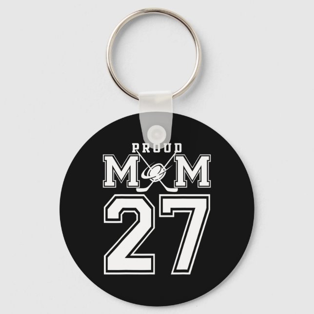 Number 27 Custom Proud Hockey Mom Personalized For Nyckelring (Framsida)