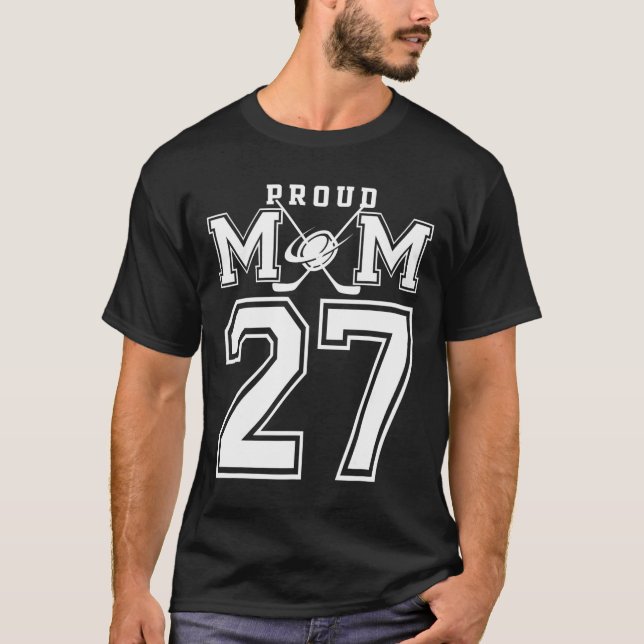 Number 27 Custom Proud Hockey Mom Personalized For T Shirt (Framsida)