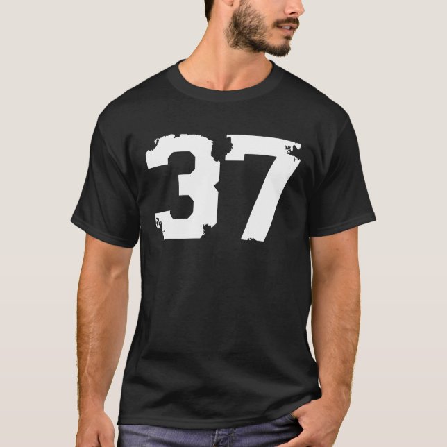 Number #37 Sport Jersey Lucky No. Birthday Age T Shirt (Framsida)