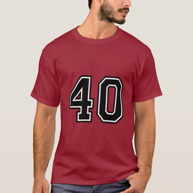Number 40 Varsity Sports Jersey | 40th Birthday T Shirt (Framsida)