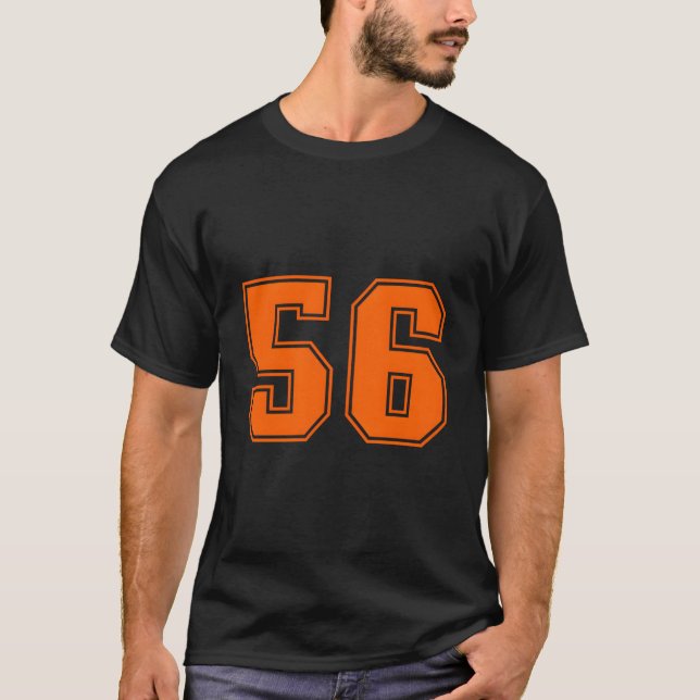 Number 56 Orange Sports Jersey Lucky Number T Shirt (Framsida)