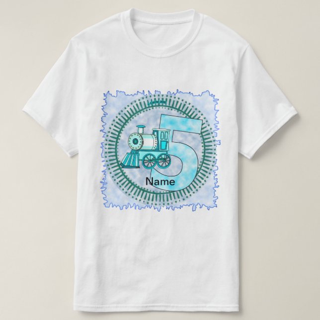 Number 5 Blå Tåg T-Shirt  (Design framsida)
