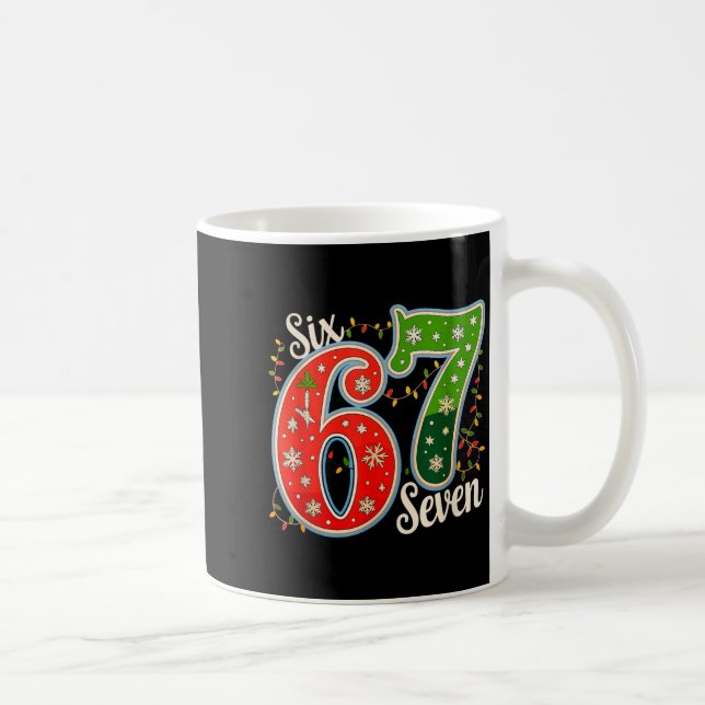 Number 67 Funny Six Seven 6 7 Meme Christmas Light Kaffemugg (Höger)