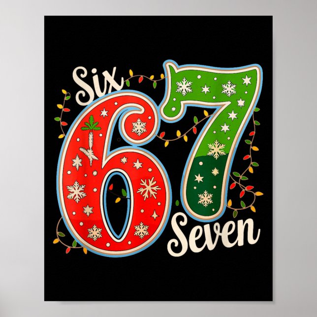 Number 67 Funny Six Seven 6 7 Meme Christmas Light Poster (Framsidan)