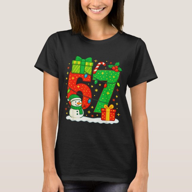 Number 67 Meme Matching Christmas Couple 67 Six Se T Shirt (Framsida)